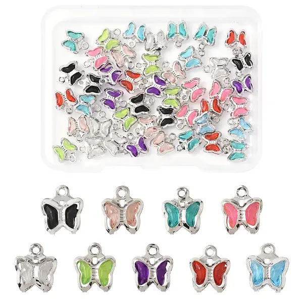 45Pcs 9 Colors Glass Charms