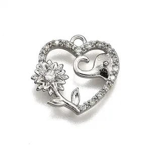 Brass Micro Pave Clear Cubic Zirconia Pendants