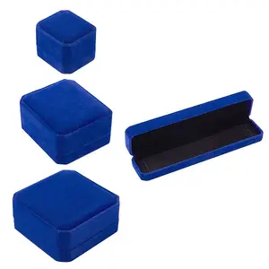 4Pcs 4 Style Square & Rectangle Velvet Necklace Boxes