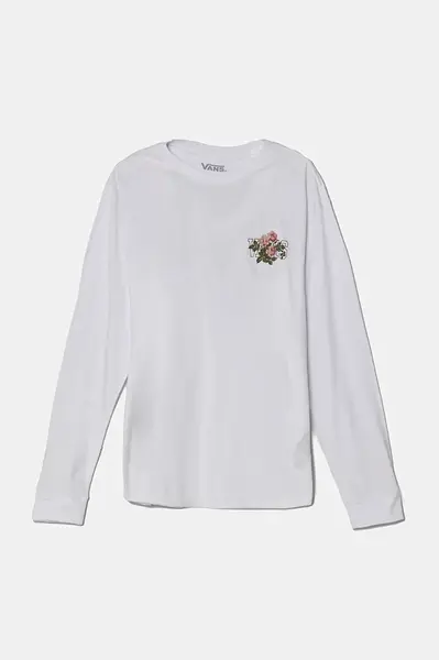 Dětské bavlněné tričko s dlouhým rukávem Vans The Carn bílá barva, VN000MEWWHT1