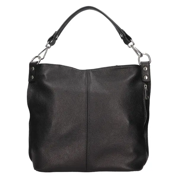 Dámska kožená kabelka cez rameno Italia Kaly - čierna