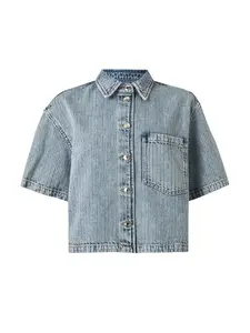 HUGO Blúzka 'Gesila_1'  modrá denim / biela