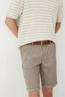 Šortky s příměsí lnu Medicine hnědá barva