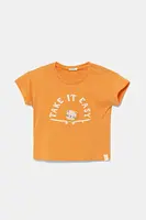 Dětské bavlněné tričko United Colors of Benetton oranžová barva, s aplikací, 3096A106D