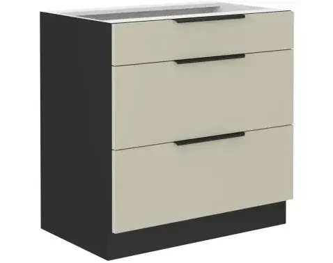 Dolná zásuvková kuchynská skrinka Arona, 80 cm, kašmírová/čierna%