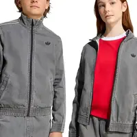 Dětská riflová bunda adidas Originals šedá barva, JV7801