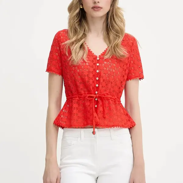 Halenka Morgan dámská, červená barva, vzorovaná, DATE