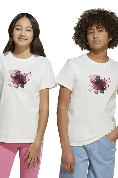 Dětské bavlněné tričko adidas Originals bílá barva, s potiskem, JZ9936