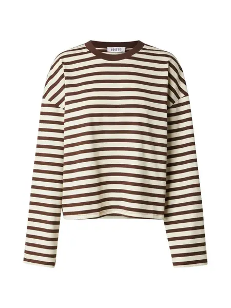 EDITED Tričko 'Delfia'  tmavohnedá / biela