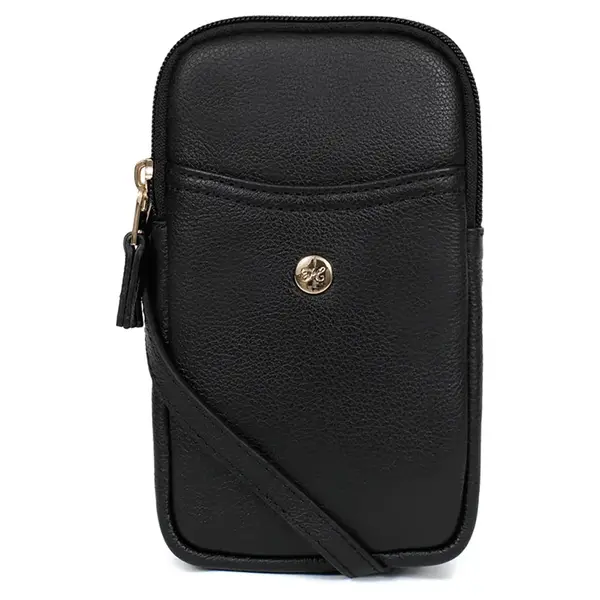 Kožená kabelka na mobil a doklady Hexagona Marte - čierna