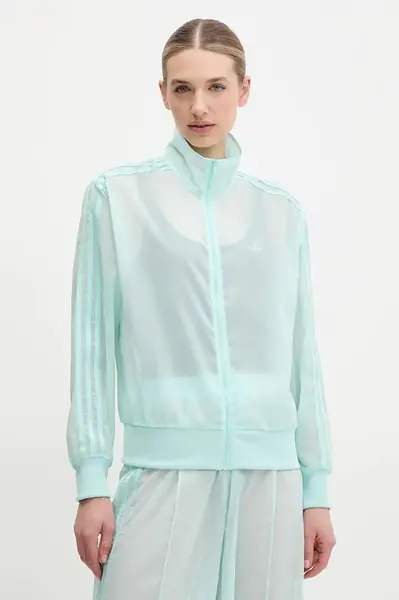 Mikina adidas Originals Adicolor dámská, tyrkysová barva, hladká, JN6128