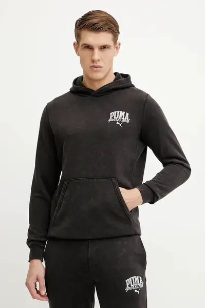 Mikina Puma pánská, černá barva, s kapucí, s potiskem, 684641