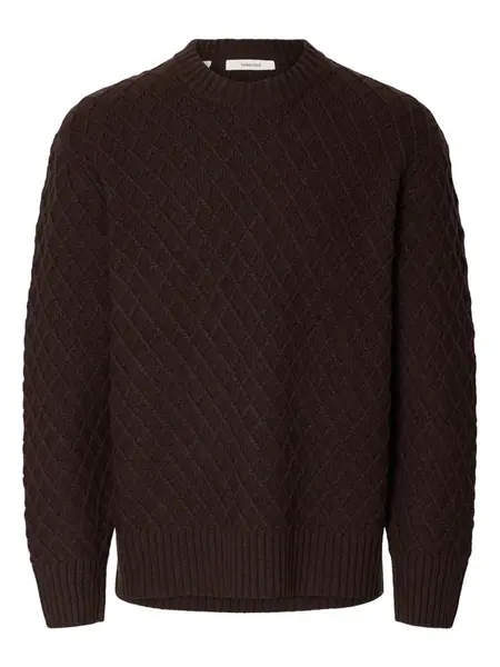SELECTED Sveter  čokoládová