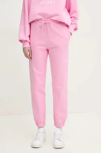 Bavlněné tepláky MSGM růžová barva, s potiskem, 2000MDP500.300000