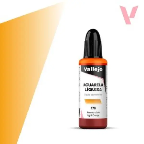 Tekutá akvarelová barva Vallejo 32ml – 170 Light Orange