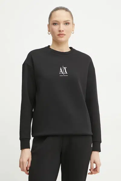 Mikina Armani Exchange dámská, černá barva, s aplikací, XW000821 AF10818
