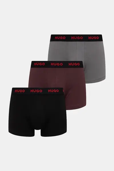 HUGO boxerky pánské bavlněné s elastanem TRUNK TRIPLET PACK 3-pack