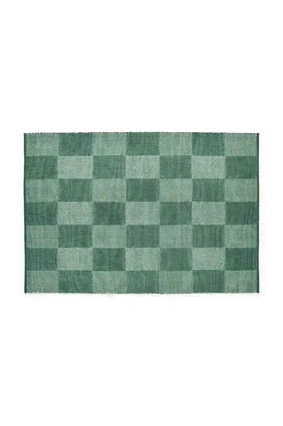 Vlněný koberec HAY Check 140 x 200 cm tyrkysová barva