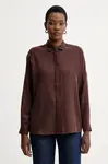 Košile Sessun dámská, hnědá barva, relaxed, s klasickým límcem, 25110040