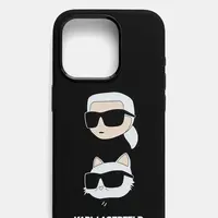 Obal na telefon Karl Lagerfeld iPhone 15 Pro 6.1" černá barva, KLHCP15LSDHKCNK