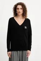 Vlněný svetr Ermanno Firenze dámský, černá barva, 57TM055E52