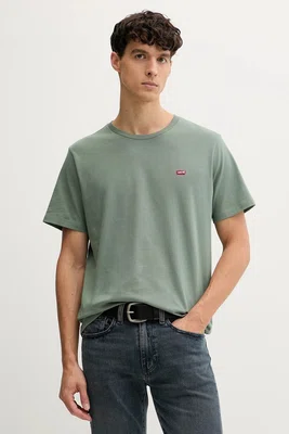 Bavlněné tričko Levi's pánské, zelená barva, 56605