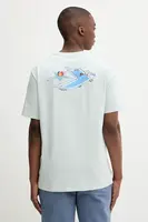 Bavlněné tričko Converse pánské, tyrkysová barva, s potiskem, 10027716-A03