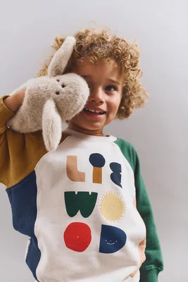 Dětská bavlněná mikina Liewood Aude Placement Sweatshirt béžová barva, vzorovaná, LW20358