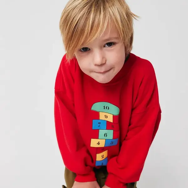 Dětská bavlněná mikina Bobo Choses Hopscotch červená barva, vzorovaná, 225AC036