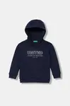 Dětská bavlněná mikina United Colors of Benetton tmavomodrá barva, s kapucí, vzorovaná, 3J68G2014