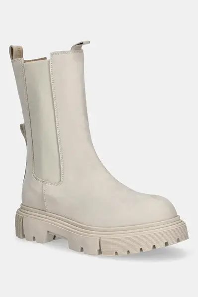 Dětské kotníkové boty z nubuku Elisabetta Franchi béžová barva, F4A5-E0419