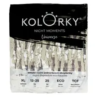 KOLORKY NIGHT MOMENTS Nočné jednorazové EKO plienky vesmír XL (12-25 kg) 25 kusov
