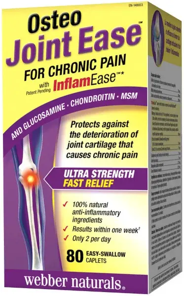 Webber Naturals Osteo Joint Ease s InflamEase + bylinné výťažky + Glukozamín + Chondroitín + MSM