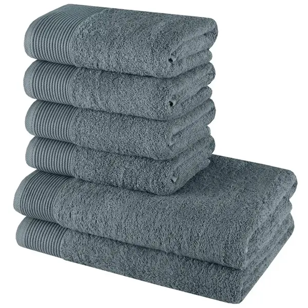 Sada 6 kusov bavlnených osušiek a uterákov Bella sivá EMI