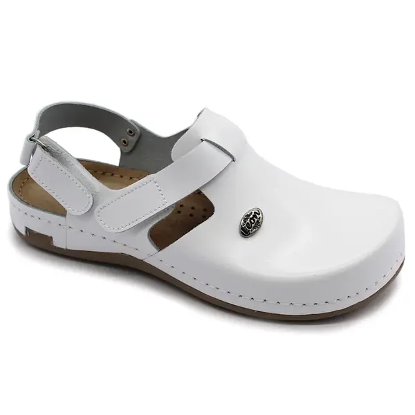Leon 951Z Dámska pracovná celokožená zdravotná obuv 37 - 24cm, biela, 2,5 cm