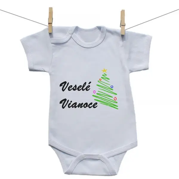 Boodyy Body s krátkym rukávom Veselé Vianoce so stromčekom 56 (0-2 mesiace)