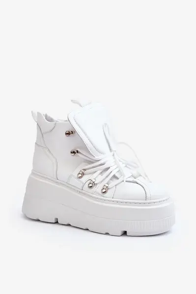 Zazoo 3416 Kožené Dámské Sportovní Boty Bílé