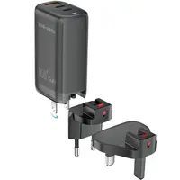 65W GaN Viac - Rýchlonabíjacia Multifunkčná Sieťová Nabíjačka - Čierna H34873