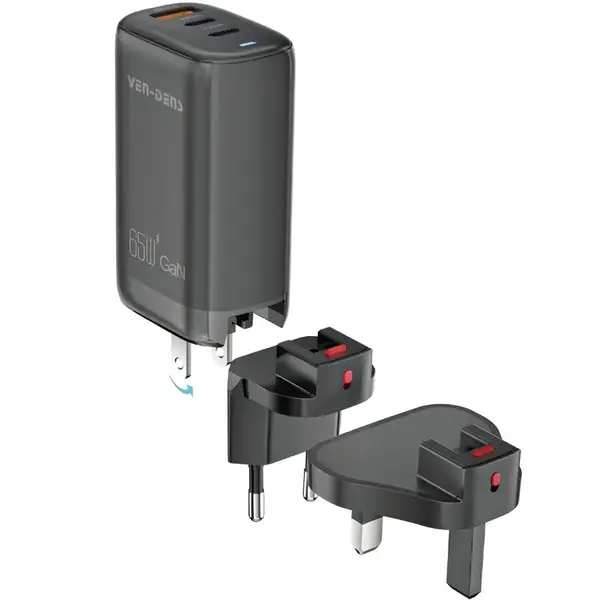 65W GaN Viac - Rýchlonabíjacia Multifunkčná Sieťová Nabíjačka - Čierna H34873
