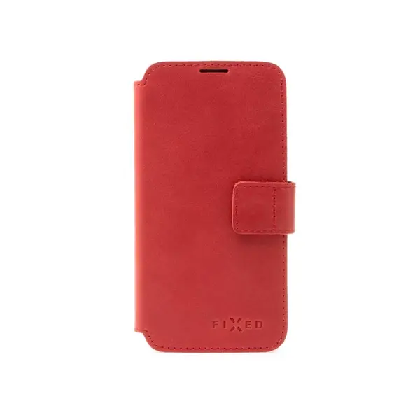 Kožené pouzdro typu kniha FIXED ProFit pro Apple iPhone 16e / 17e, červená