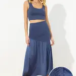 Trendyol Premium Maxi sukně z indiga s texturovanou látkou