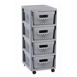 Regál Curver Infinity Dots 4x11L se zásuvkami světle šedý