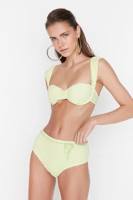 Trendyol Mint Accessory Detail Textured Bikini Bottoms