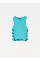 Dilvin 20109 Krátký top s kroužkovým detailem - tyrkysový