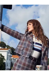 Koton Tweed dvouřadý crop sako