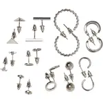 Náušnice 10-pack - stříbrné barvy