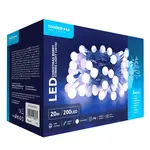 Modee Lighting LED vianočná reťaz 200 LED 20m studená biela bobule