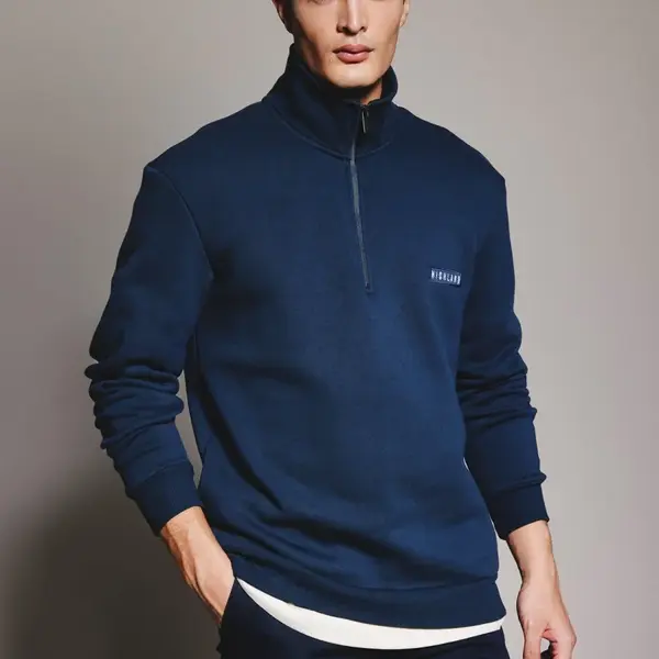 DEFACTO Regular Fit Stand Collar Half Zipper Printed Sweatshirt