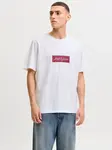 JACK & JONES Tričko 'JORNORREBRO'  rubínová / biela
