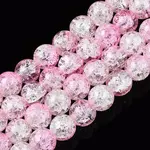 Baking Paint Crackle Glass Beads Strands